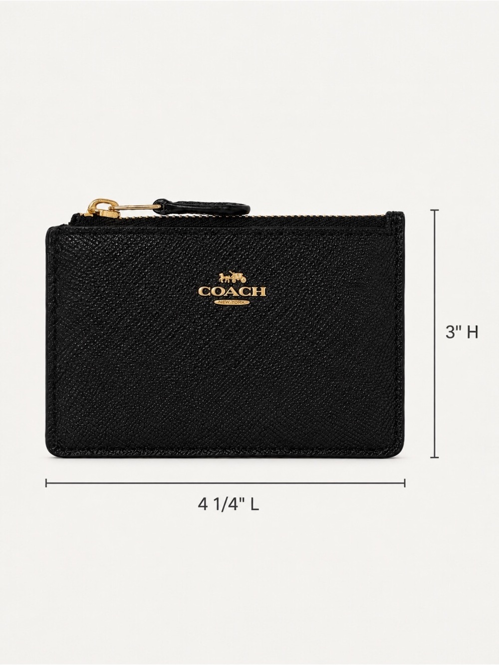 Coach Mini Skinny ID Case Black Leather Keychain Wallet 57841 - Picture 7 of 12